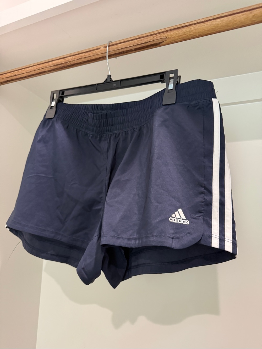 adidas Women's Navy Shorts with White Side Stripes